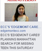 ECC’S ‘EDGEMONT CARES’ PLANNING MANHATTAN SEARCH FOR MISSING TEEN TOMORROW AND SATURDAY